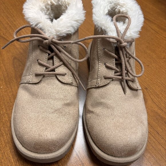 Makalu Shoes - Makalu Faux Suede Fur-Lined Ankle Boots  Lace-Up  Women's size 7.5 regular